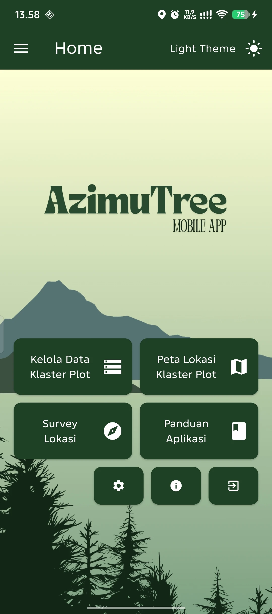 Tampilan aplikasi Azimutree 1