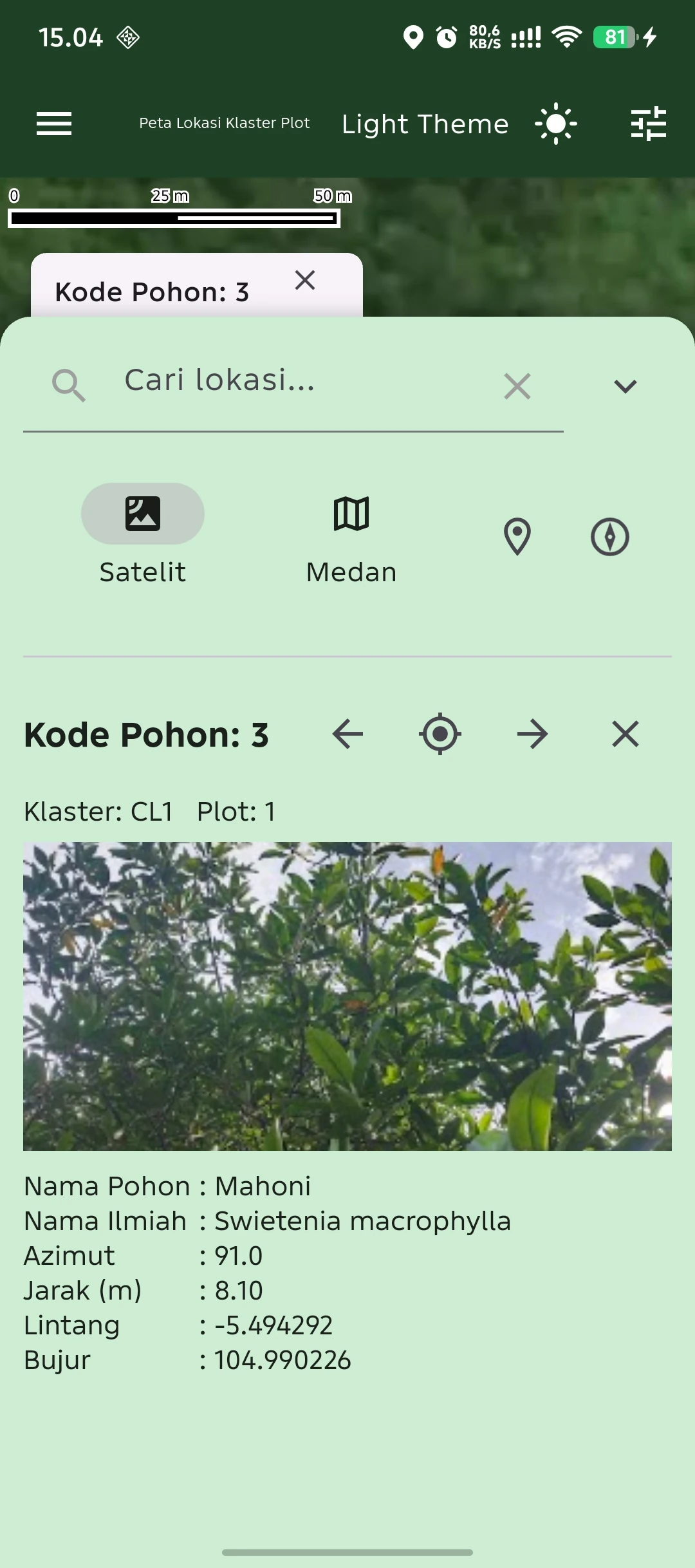 Tampilan aplikasi Azimutree 3